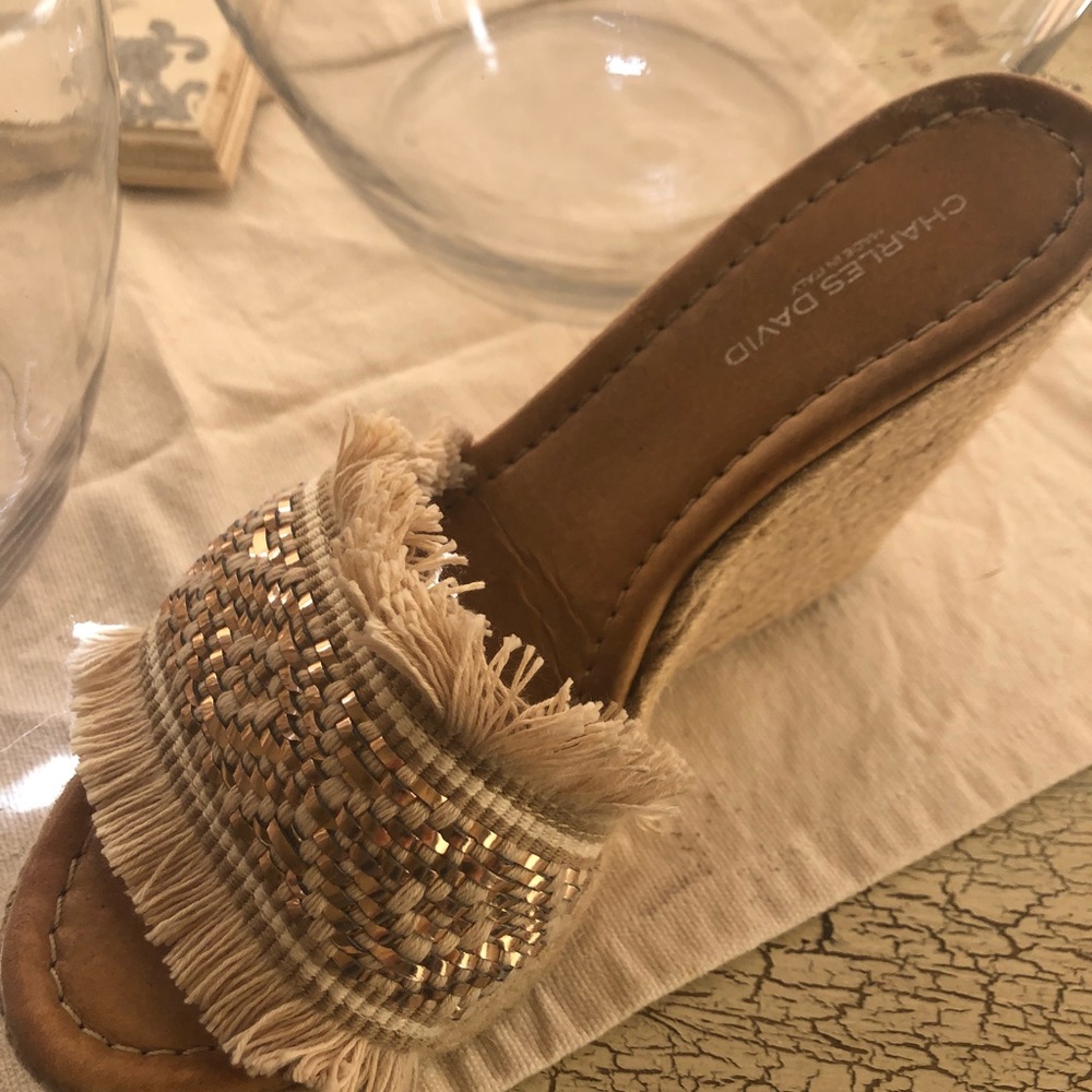 Charles David Metallic Rafia Wedge